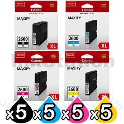 20 Pack Canon PGI-2600XL Genuine High Yield Ink Cartridge [5BK,5C,5M,5Y]