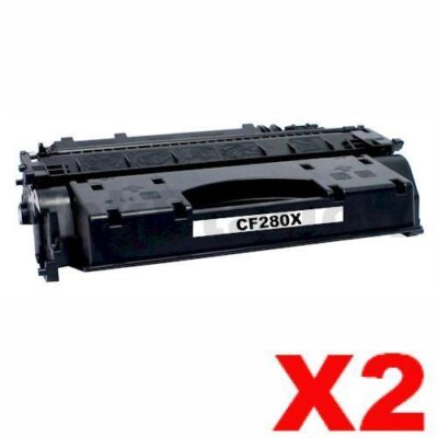 2 x HP CF280X (80X) Compatible Black Toner Cartridge - 6,900 Pages