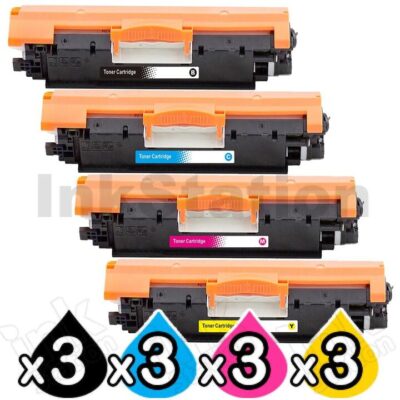 3 sets of 4 Pack HP CF350A-CF353A (130A) Compatible Toner Cartridges [3BK,3C,3M,3Y]