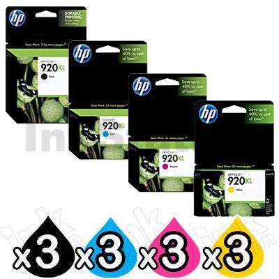 3 sets of 4 Pack HP 920XL Genuine High Yield Inkjet Cartridges CD972AA-CD975AA [3BK,3C,3M,3Y]