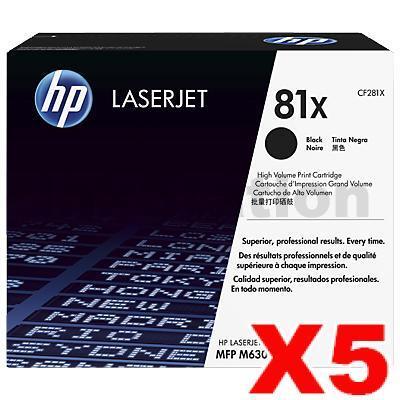 5 x HP CF281X (81X) Genuine Black Toner Cartridge - 25,000 Pages