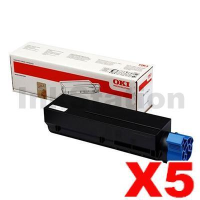 5 x OKI Genuine B432 B512 MB472 MB492 MB562 Black Toner Cartridge - 3,000 pages (45807103)