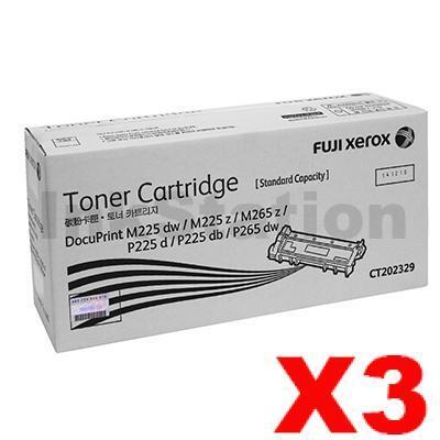 3 x Fuji Xerox DocuPrint M225,M265,P225,P265 Genuine Black Toner Cartridge (CT202329) - 1,200 pages