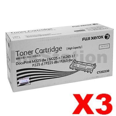 3 x Fuji Xerox DocuPrint M225,M265,P225,P265 Genuine Black High Yield Toner Cartridge (CT202330) - 2,600 pages