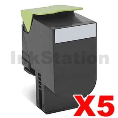 5 x Lexmark (70C8HK0) Compatible CS310 / CS410 / CS510 Black High Yield Toner Cartridge - 4,000 pages