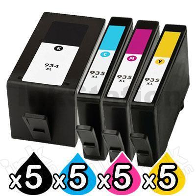 5 sets of 4 Pack HP 934XL + 935XL Compatible High Yield Inkjet Cartridges C2P23AA - C2P26AA [5BK,5C,5M,5Y]