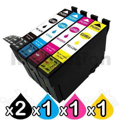 5 Pack Compatible Epson 220XL (C13T294192-C13T294492) High Yield Ink Combo [2BK,1C,1M,1Y]
