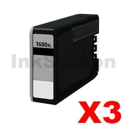 3 x Canon PGI-1600XLBK Compatible Black High Yield Ink Cartridge - 1,200 pages