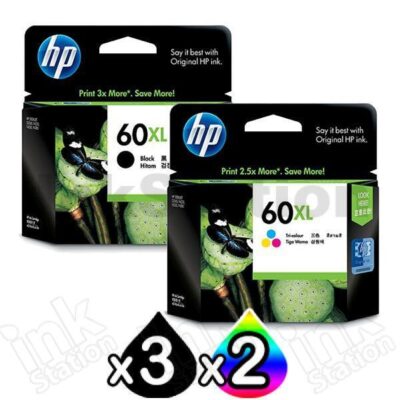 5 Pack HP 60XL Genuine Inkjet Cartridges CC641WA + CC644WA [3BK,2CL]