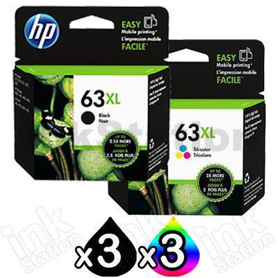 6 Pack HP 63XL Genuine High Yield Inkjet Cartridges F6U64AA + F6U63AA [3BK,3CL]