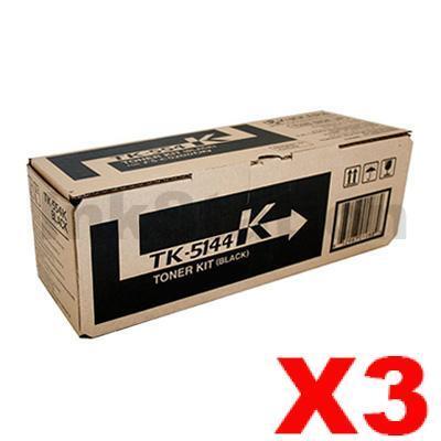 3 x Genuine Kyocera TK-5144K Black Toner Cartridge M-6030CDN, M-6530CDN, P-6130CDN - 7,000 pages