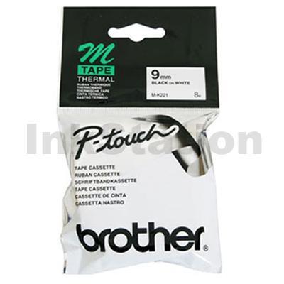Brother M-K221 Genuine 9mm Black Text on White Tape - 8 meters