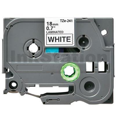 Brother TZe-241 Compatible 18mm Black Text on White Laminated Tape - 8 meters