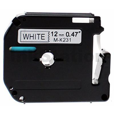 Brother M-K231 Compatible 12mm Black Text on White Tape - 8 meters