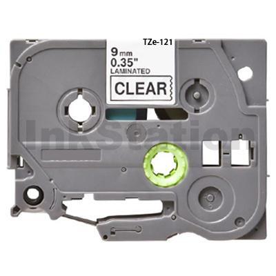 Brother TZe-121 Compatible 9mm Black Text on Clear Laminated Tape - 8 meters