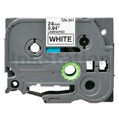 Brother TZe-251 Compatible 24mm Black Text on White Laminated Tape - 8 meters