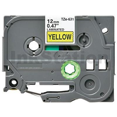 Brother TZe-631 Compatible 12mm Black Text on Yellow Laminated Tape - 8 meters