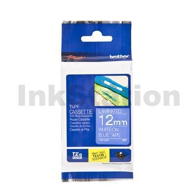 Brother TZe-535 Genuine 12mm White Text on Blue Laminated Tape - 8 meters