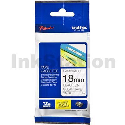 Brother TZe-141 Genuine 18mm Black Text on Clear Laminated Tape - 8 meters