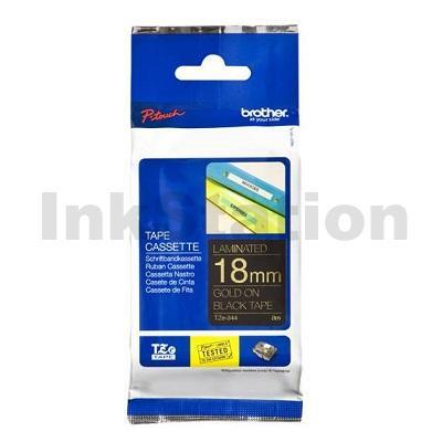 Brother TZe-344 Genuine 18mm Gold Text on Black Laminated Tape - 8 meters
