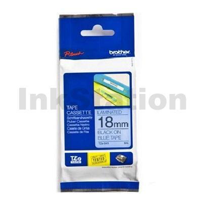 Brother TZe-541 Genuine 18mm Black Text on Blue Laminated Tape - 8 meters