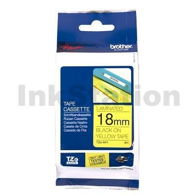 Brother TZe-641 Genuine 18mm Black Text on Yellow Laminated Tape - 8 meters