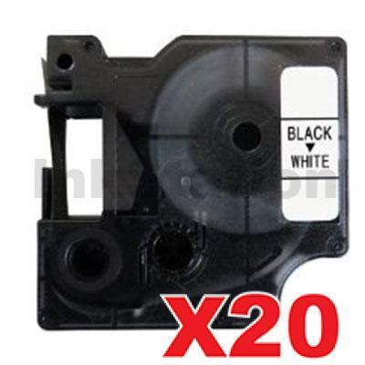 20 x Dymo SD45013 / S0720530 Compatible 12mm Black Text on White Label Cassette - 7 meters