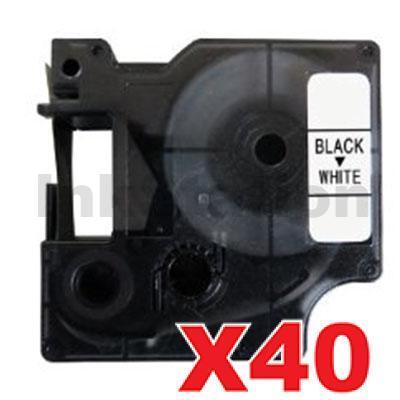 40 x Dymo SD45013 / S0720530 Compatible 12mm Black Text on White Label Cassette - 7 meters