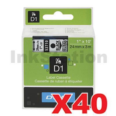40 x Dymo SD53710 / S0720920 Genuine 24mm Black Text on Clear Label Cassette - 7 meters