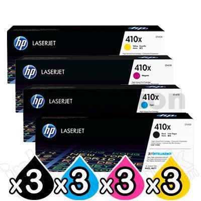 3 sets of 4 Pack HP 410X (CF410X-CF413X) Genuine Toner Cartridges [3BK,3C,3M,3Y]