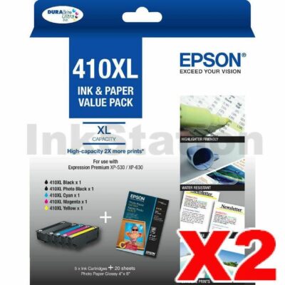 10 Pack Epson 410XL (C13T339796) Genuine High Yield Value Pack [2BK,2PBK,2C,2M,2Y]