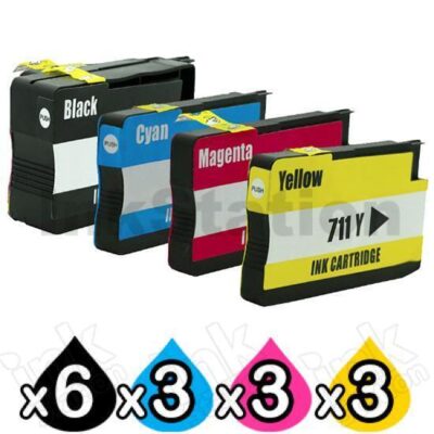 15 Pack HP 711 Compatible Inkjet Cartridges [6BK,3C,3M,3Y]