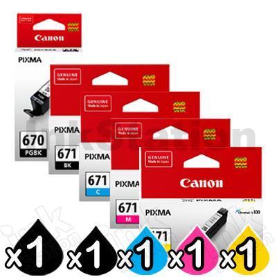5 Pack Genuine Canon PGI-670, CLI-671 Inkjet Combo [1BK,1PBK,1C,1M,1Y]