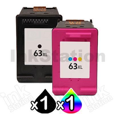 2 Pack HP 63XL Compatible High Yield Inkjet Cartridges F6U64AA + F6U63AA [1BK,1CL]
