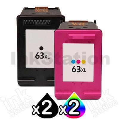 4 Pack HP 63XL Compatible High Yield Inkjet Cartridges F6U64AA + F6U63AA [2BK,2CL]