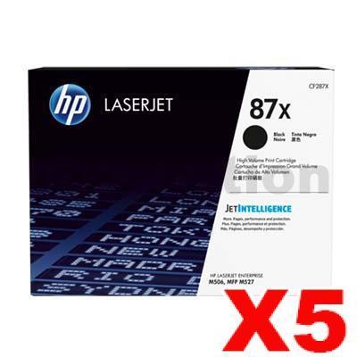 5 x HP CF287X (87X) Genuine Black Toner Cartridge - 18,000 Pages