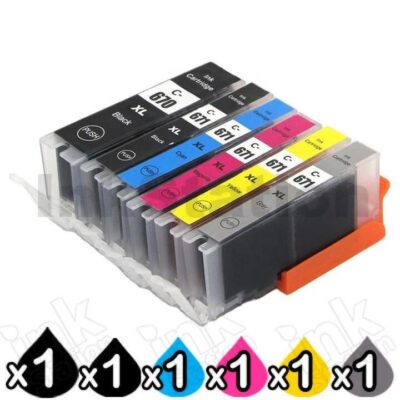 6 Pack Compatible Canon PGI-670XL, CLI-671XL High Yield Inkjet Combo [1BK,1PBK,1C,1M,1Y,1GY]