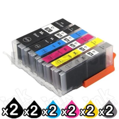 12 Pack Compatible Canon PGI-670XL, CLI-671XL High Yield Inkjet Combo [2BK,2PBK,2C,2M,2Y,2GY]