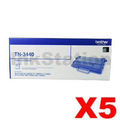 5 x Brother TN-3440 Genuine Toner High Yield - 8,000 pages