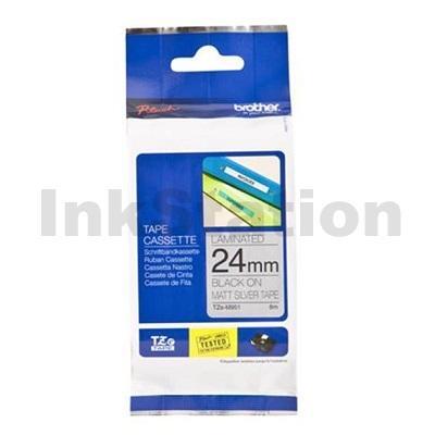 Brother TZe-M951 Genuine 24mm Black Text on Matt Silver Laminated Tape - 8 metres