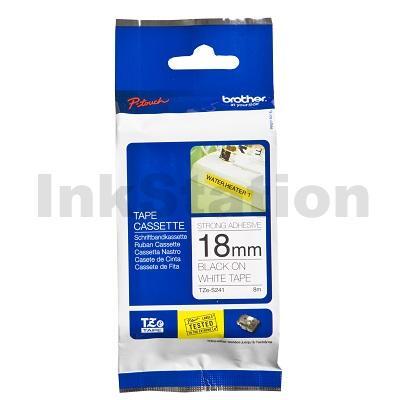 Brother TZe-S241 Genuine 18mm Black Text on White Strong Adhesive Laminated Tape - 8 metres