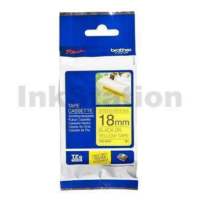 Brother TZe-S641 Genuine 18mm Black Text on Yellow Strong Adhesive Laminated Tape - 8 metres