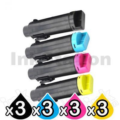 3 sets of 4-Pack Compatible Dell H625, H625cdw, H825, H825cdw, S2825, S2825cdn Toner Combo [3BK+3C+3M+3Y]