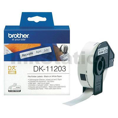 Brother DK-11203 Genuine Black Text on White Die-Cut Paper Label Roll 17mm x 87mm - 300 labels per roll