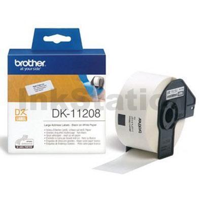 Brother DK-11208 Genuine Black Text on White Die-Cut Paper Label Roll 38mm x 90mm  - 400 labels per roll