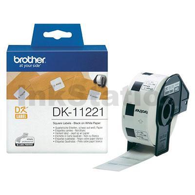 Brother DK-11221 Genuine Black Text on White 23mm x 23mm Die-Cut Paper Label Roll - 1000 labels per roll