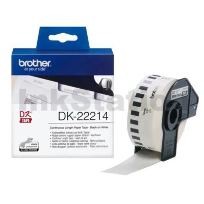 Brother DK-22214 Genuine Black Text on White Continuous Paper Label Roll 12mm x 30.48m
