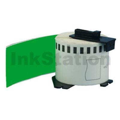 Brother DK-22205 Compatible Black Text on Green Continuous Paper Label Roll 62mm x 30.48m