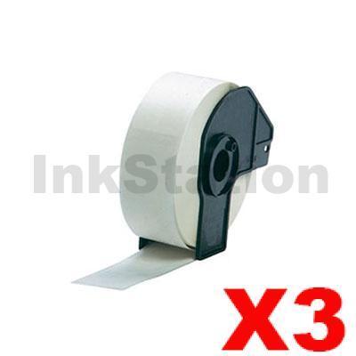 3 x Brother DK-11201 Compatible Black Text on White 29mm x 90mm Die-Cut Paper Label Roll - 400 labels per roll