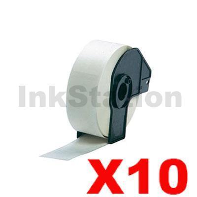 10 x Brother DK-11201 Compatible Black Text on White 29mm x 90mm Die-Cut Paper Label Roll - 400 labels per roll